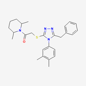 molecular formula C26H32N4OS B4073086 1-({[5-benzyl-4-(3,4-dimethylphenyl)-4H-1,2,4-triazol-3-yl]thio}acetyl)-2,6-dimethylpiperidine 