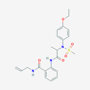 molecular formula C22H27N3O5S B4073119 N-allyl-2-{[N-(4-ethoxyphenyl)-N-(methylsulfonyl)alanyl]amino}benzamide 