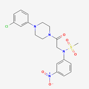 molecular formula C19H21ClN4O5S B4073125 N-{2-[4-(3-Chloro-phenyl)-piperazin-1-yl]-2-oxo-ethyl}-N-(3-nitro-phenyl)-methanesulfonamide 