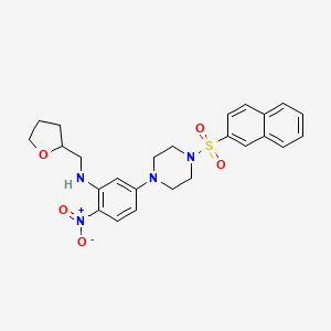 molecular formula C25H28N4O5S B4073151 5-[4-(2-naphthylsulfonyl)-1-piperazinyl]-2-nitro-N-(tetrahydro-2-furanylmethyl)aniline 