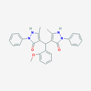 molecular formula C28H26N4O3 B407319 4-[(2-methoxyphenyl)-(5-methyl-3-oxo-2-phenyl-1H-pyrazol-4-yl)methyl]-5-methyl-2-phenyl-1H-pyrazol-3-one CAS No. 143699-01-8