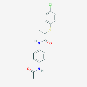 molecular formula C17H17ClN2O2S B4073208 N-[4-(acetylamino)phenyl]-2-[(4-chlorophenyl)thio]propanamide 