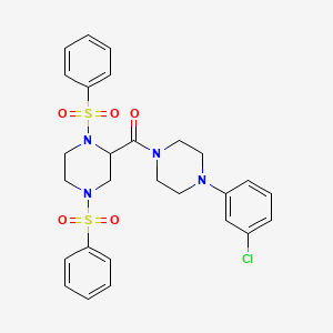 2-{[4-(3-chlorophenyl)-1-piperazinyl]carbonyl}-1,4-bis(phenylsulfonyl)piperazine