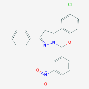 molecular formula C22H16ClN3O3 B407326 9-Chloro-5-(3-nitrophenyl)-2-phenyl-1,10b-dihydropyrazolo[1,5-c][1,3]benzoxazine 