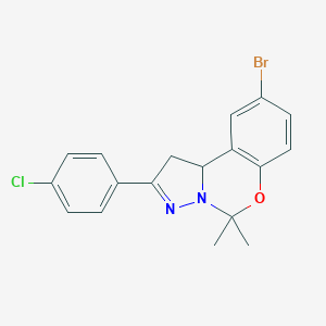 molecular formula C18H16BrClN2O B407327 9-Bromo-2-(4-chlorophenyl)-5,5-dimethyl-1,10b-dihydropyrazolo[1,5-c][1,3]benzoxazine 