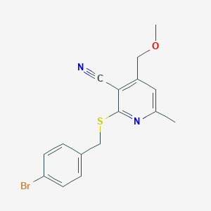molecular formula C16H15BrN2OS B407329 2-[(4-Bromobenzyl)sulfanyl]-4-(methoxymethyl)-6-methylnicotinonitrile 
