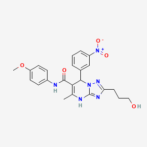 molecular formula C23H24N6O5 B4073309 2-(3-hydroxypropyl)-N-(4-methoxyphenyl)-5-methyl-7-(3-nitrophenyl)-4,7-dihydro[1,2,4]triazolo[1,5-a]pyrimidine-6-carboxamide 