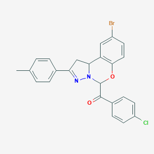 molecular formula C24H18BrClN2O2 B407331 [9-Bromo-2-(4-methylphenyl)-1,10b-dihydropyrazolo[1,5-c][1,3]benzoxazin-5-yl](4-chlorophenyl)methanone 
