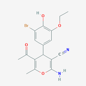 5-acetyl-2-amino-4-(3-bromo-5-ethoxy-4-hydroxyphenyl)-6-methyl-4H-pyran-3-carbonitrile