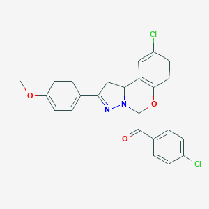 molecular formula C24H18Cl2N2O3 B407333 [9-Chloro-2-(4-methoxyphenyl)-1,10b-dihydropyrazolo[1,5-c][1,3]benzoxazin-5-yl](4-chlorophenyl)methanone 