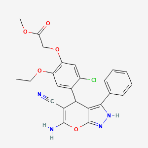 molecular formula C24H21ClN4O5 B4073334 methyl [4-(6-amino-5-cyano-3-phenyl-1,4-dihydropyrano[2,3-c]pyrazol-4-yl)-5-chloro-2-ethoxyphenoxy]acetate 