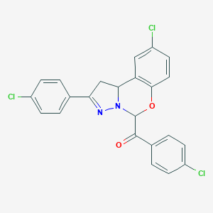 molecular formula C23H15Cl3N2O2 B407334 [9-Chloro-2-(4-chlorophenyl)-1,10b-dihydropyrazolo[1,5-c][1,3]benzoxazin-5-yl](4-chlorophenyl)methanone 