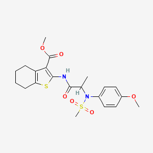 molecular formula C21H26N2O6S2 B4073354 methyl 2-{[N-(4-methoxyphenyl)-N-(methylsulfonyl)alanyl]amino}-4,5,6,7-tetrahydro-1-benzothiophene-3-carboxylate 