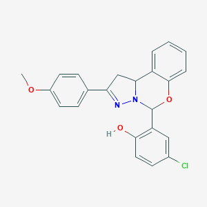 molecular formula C23H19ClN2O3 B407336 4-Chloro-2-[2-(4-methoxyphenyl)-1,10b-dihydropyrazolo[1,5-c][1,3]benzoxazin-5-yl]phenol 