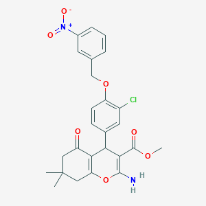 molecular formula C26H25ClN2O7 B4073362 methyl 2-amino-4-{3-chloro-4-[(3-nitrobenzyl)oxy]phenyl}-7,7-dimethyl-5-oxo-5,6,7,8-tetrahydro-4H-chromene-3-carboxylate 