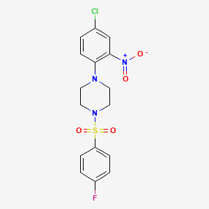 molecular formula C16H15ClFN3O4S B4073368 1-(4-chloro-2-nitrophenyl)-4-[(4-fluorophenyl)sulfonyl]piperazine 