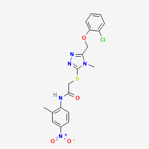 molecular formula C19H18ClN5O4S B4073370 2-({5-[(2-chlorophenoxy)methyl]-4-methyl-4H-1,2,4-triazol-3-yl}thio)-N-(2-methyl-4-nitrophenyl)acetamide 