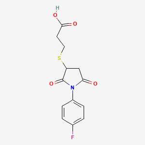 molecular formula C13H12FNO4S B4073386 3-{[1-(4-fluorophenyl)-2,5-dioxo-3-pyrrolidinyl]thio}propanoic acid 