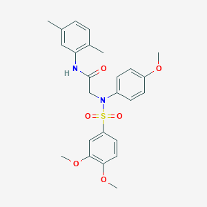 molecular formula C25H28N2O6S B407341 2-{{[3,4-bis(methyloxy)phenyl]sulfonyl}[4-(methyloxy)phenyl]amino}-N-(2,5-dimethylphenyl)acetamide 