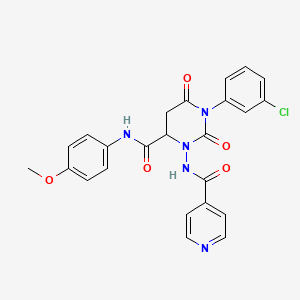 molecular formula C24H20ClN5O5 B4073418 1-(3-chlorophenyl)-3-(isonicotinoylamino)-N-(4-methoxyphenyl)-2,6-dioxohexahydro-4-pyrimidinecarboxamide 