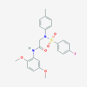molecular formula C23H23FN2O5S B407345 N-(2,5-dimethoxyphenyl)-N~2~-[(4-fluorophenyl)sulfonyl]-N~2~-(4-methylphenyl)glycinamide 