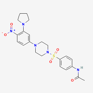 molecular formula C22H27N5O5S B4073468 N-[4-({4-[4-nitro-3-(1-pyrrolidinyl)phenyl]-1-piperazinyl}sulfonyl)phenyl]acetamide 