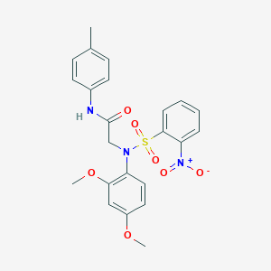molecular formula C23H23N3O7S B407350 2-[[2,4-bis(methyloxy)phenyl]({2-nitrophenyl}sulfonyl)amino]-N-(4-methylphenyl)acetamide 