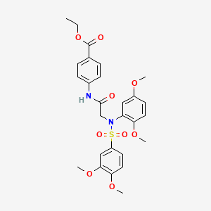 molecular formula C27H30N2O9S B4073501 ethyl 4-({N-(2,5-dimethoxyphenyl)-N-[(3,4-dimethoxyphenyl)sulfonyl]glycyl}amino)benzoate 