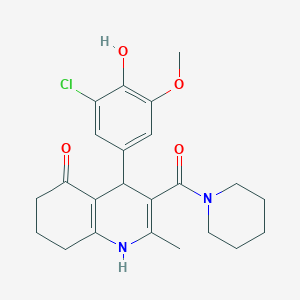 molecular formula C23H27ClN2O4 B4073540 4-(3-chloro-4-hydroxy-5-methoxyphenyl)-2-methyl-3-(1-piperidinylcarbonyl)-4,6,7,8-tetrahydro-5(1H)-quinolinone 