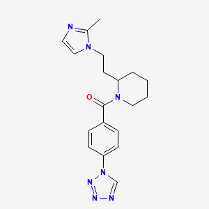 molecular formula C19H23N7O B4073552 2-[2-(2-methyl-1H-imidazol-1-yl)ethyl]-1-[4-(1H-tetrazol-1-yl)benzoyl]piperidine 