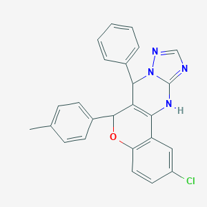 molecular formula C25H19ClN4O B407358 2-chloro-6-(4-methylphenyl)-7-phenyl-7,12-dihydro-6H-chromeno[4,3-d][1,2,4]triazolo[1,5-a]pyrimidine 