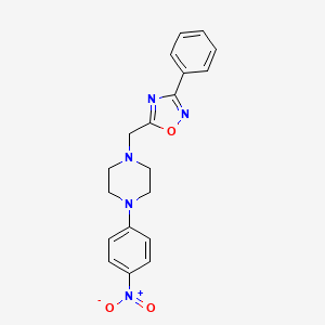 molecular formula C19H19N5O3 B4073603 1-(4-nitrophenyl)-4-[(3-phenyl-1,2,4-oxadiazol-5-yl)methyl]piperazine 