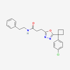 molecular formula C23H24ClN3O2 B4073607 3-{5-[1-(4-chlorophenyl)cyclobutyl]-1,3,4-oxadiazol-2-yl}-N-(2-phenylethyl)propanamide 