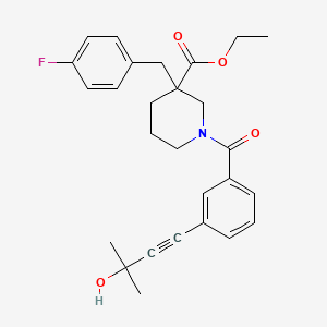 molecular formula C27H30FNO4 B4073616 ethyl 3-(4-fluorobenzyl)-1-[3-(3-hydroxy-3-methyl-1-butyn-1-yl)benzoyl]-3-piperidinecarboxylate 