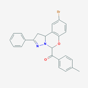 molecular formula C24H19BrN2O2 B407363 (9-Bromo-2-phenyl-1,10b-dihydropyrazolo[1,5-c][1,3]benzoxazin-5-yl)(4-methylphenyl)methanone 