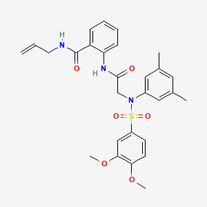 molecular formula C28H31N3O6S B4073643 N-allyl-2-{[N-[(3,4-dimethoxyphenyl)sulfonyl]-N-(3,5-dimethylphenyl)glycyl]amino}benzamide 