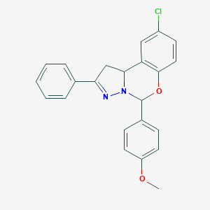 molecular formula C23H19ClN2O2 B407365 4-(9-Chloro-2-phenyl-1,10b-dihydropyrazolo[1,5-c][1,3]benzoxazin-5-yl)phenyl methyl ether 