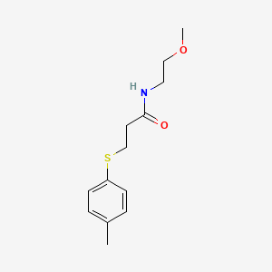 molecular formula C13H19NO2S B4073657 N-(2-methoxyethyl)-3-[(4-methylphenyl)thio]propanamide 