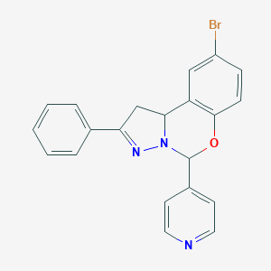 molecular formula C21H16BrN3O B407367 9-bromo-2-phenyl-5-pyridin-4-yl-5,10b-dihydro-1H-pyrazolo[1,5-c][1,3]benzoxazine CAS No. 302559-42-8