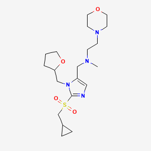 molecular formula C20H34N4O4S B4073673 N-{[2-[(cyclopropylmethyl)sulfonyl]-1-(tetrahydro-2-furanylmethyl)-1H-imidazol-5-yl]methyl}-N-methyl-2-(4-morpholinyl)ethanamine 