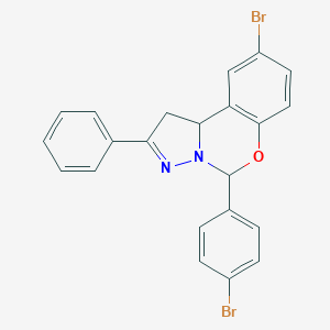 molecular formula C22H16Br2N2O B407371 9-Bromo-5-(4-bromophenyl)-2-phenyl-1,10b-dihydropyrazolo[1,5-c][1,3]benzoxazine 