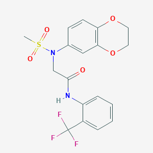 molecular formula C18H17F3N2O5S B4073720 N~2~-(2,3-dihydro-1,4-benzodioxin-6-yl)-N~2~-(methylsulfonyl)-N~1~-[2-(trifluoromethyl)phenyl]glycinamide 