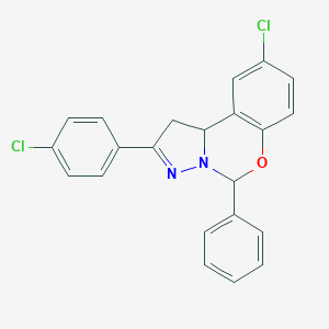 molecular formula C22H16Cl2N2O B407373 9-Chloro-2-(4-chlorophenyl)-5-phenyl-1,10b-dihydropyrazolo[1,5-c][1,3]benzoxazine 