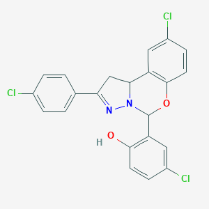 molecular formula C22H15Cl3N2O2 B407379 4-Chloro-2-[9-chloro-2-(4-chlorophenyl)-1,10b-dihydropyrazolo[1,5-c][1,3]benzoxazin-5-yl]phenol 