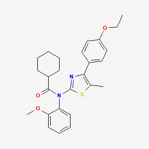 molecular formula C26H30N2O3S B4073851 N-[4-(4-ethoxyphenyl)-5-methyl-1,3-thiazol-2-yl]-N-(2-methoxyphenyl)cyclohexanecarboxamide 