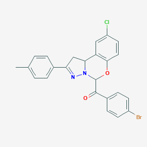 molecular formula C24H18BrClN2O2 B407386 (4-Bromophenyl)[9-chloro-2-(4-methylphenyl)-1,10b-dihydropyrazolo[1,5-c][1,3]benzoxazin-5-yl]methanone 