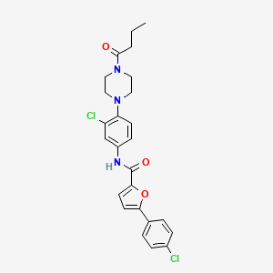 molecular formula C25H25Cl2N3O3 B4073872 N-[4-(4-butyryl-1-piperazinyl)-3-chlorophenyl]-5-(4-chlorophenyl)-2-furamide 