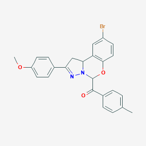 molecular formula C25H21BrN2O3 B407399 [9-Bromo-2-(4-methoxyphenyl)-1,10b-dihydropyrazolo[1,5-c][1,3]benzoxazin-5-yl](4-methylphenyl)methanone 