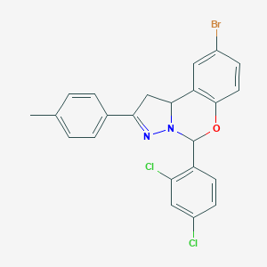 molecular formula C23H17BrCl2N2O B407400 9-Bromo-5-(2,4-dichlorophenyl)-2-(4-methylphenyl)-1,10b-dihydropyrazolo[1,5-c][1,3]benzoxazine 