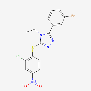 molecular formula C16H12BrClN4O2S B4074029 3-(3-bromophenyl)-5-[(2-chloro-4-nitrophenyl)thio]-4-ethyl-4H-1,2,4-triazole 